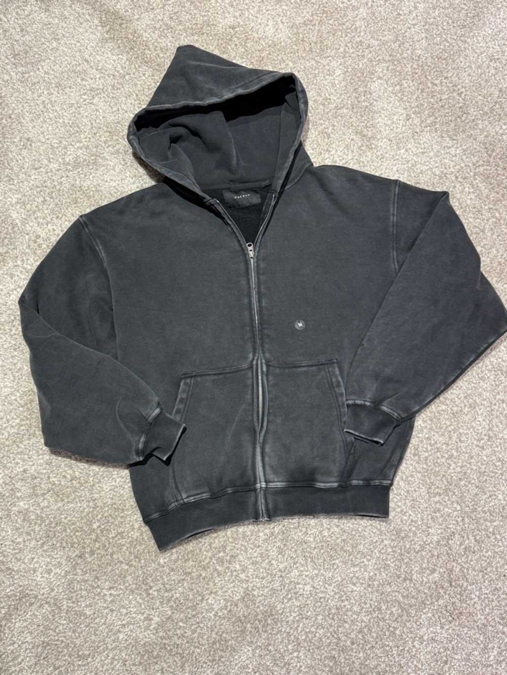 PacSun Black Full-Zip Hooded Sweatshirt